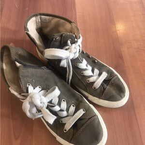 Zara Kids Khaki and White High-Top Sneakers